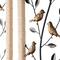 Black Metal Leaf Wall Décor with Cream Rattan Frame and Bronze Bird Accents, Set of 2